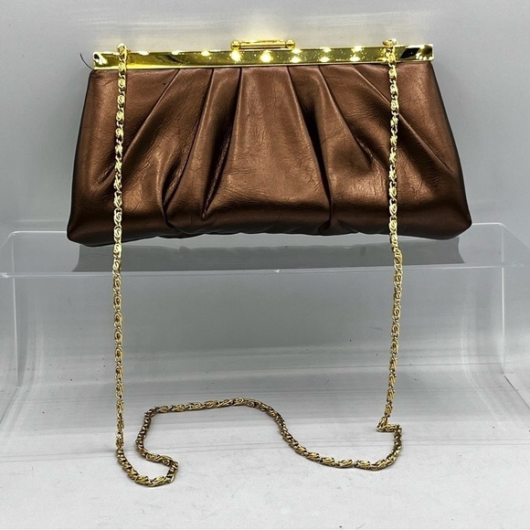 GUNNE SAX Clutch & Chain Bronze Gold Hardware Formal Prom Wedding - Picture 3 of 11